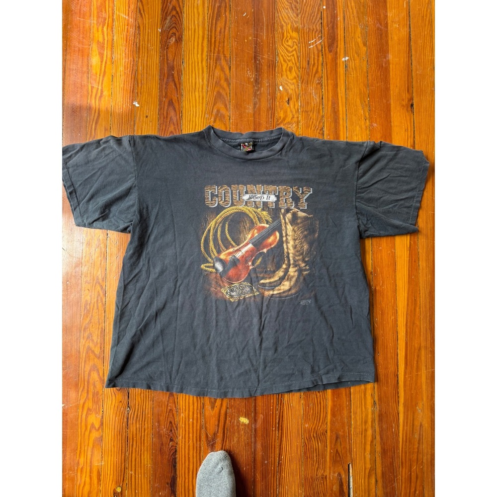 Vintage 1992 3D Emblem Keep It Country T-Shirt XXL Quaker City OH
